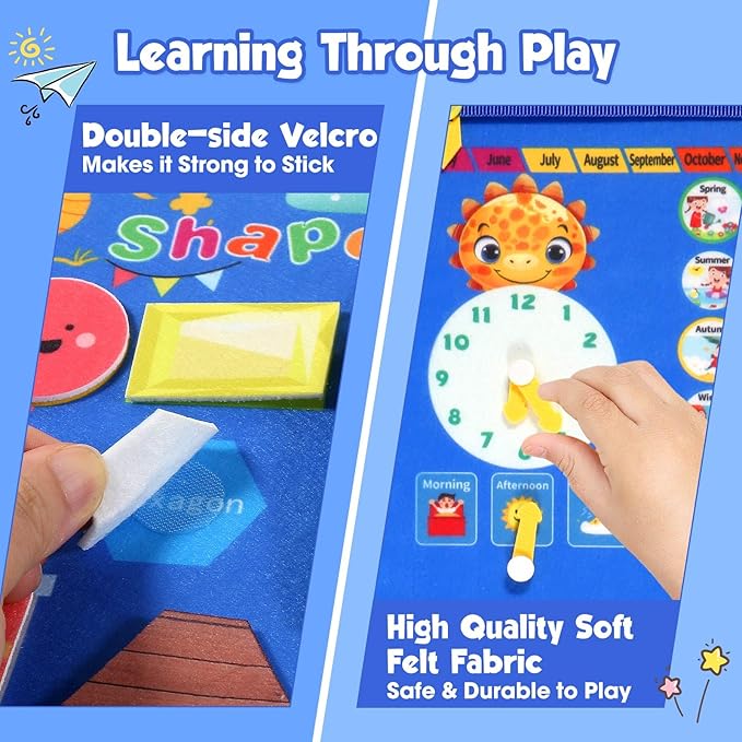 FREYBLI Toddler Busy Board, Montessori Toys for Boy Birthday Gift, Educational Quiet Activity Busy Book for Toddlers, Travel Toys for Airplane Car