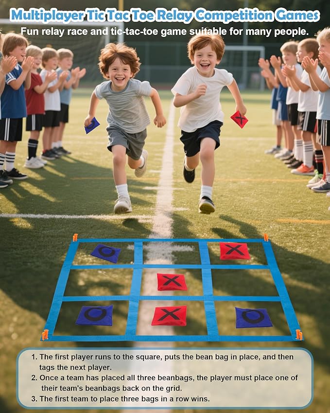 Outdoor Giant Tic Tac Toe Games for Kids Adults and Family, Large Carnival Yard Lawn Bean Bag Toss Game Outside Field Day Birthday Party Backyard Easter Fall Festival Beach Fun Games