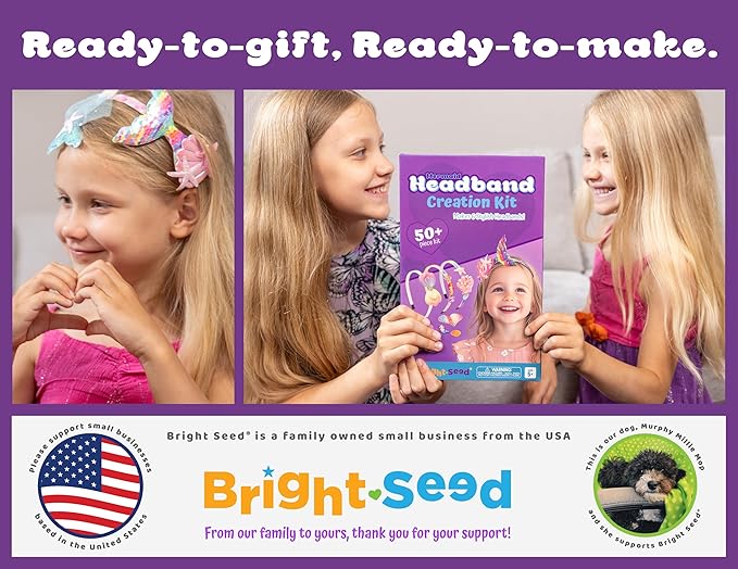 Headband Making Kit for Girls, Make Your Own Fashion Headband, Girl Accessories Ages 5-12, DIY Arts & Crafts, DIY Hair Accessories Set, Birthday Gifts for Girls 5 6 7+ Years Old, Gift Ideas Mermaid