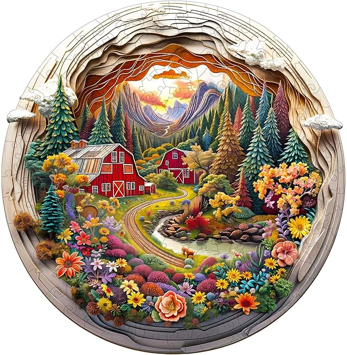 Wooden Puzzles for Adults, Wooden Jigsaw Puzzles for Adults Kids, 3D Farm Unique Shaped Wood Puzzles Adult, Creative Birthday Gifts for Friends Family Game, Home Decor (11.4 * 11.1in 200pcs)