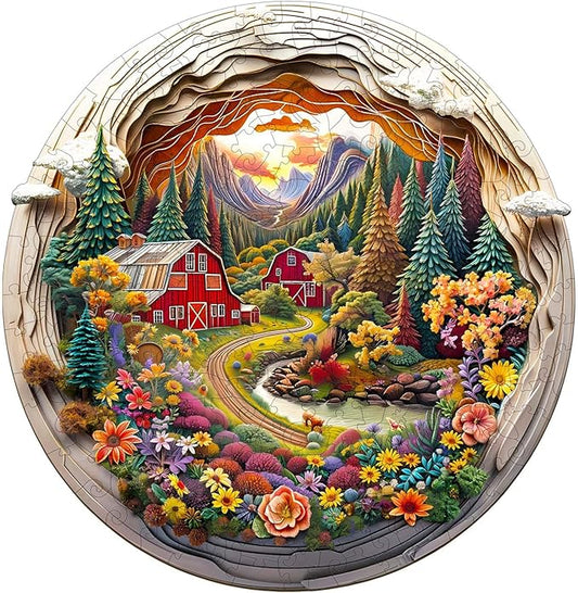 Wooden Puzzles for Adults, Wooden Jigsaw Puzzles for Adults Kids, 3D Farm Unique Shaped Wood Puzzles Adult, Creative Birthday Gifts for Friends Family Game, Home Decor (11.4 * 11.1in 200pcs)