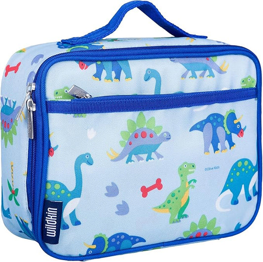 Wildkin Kids Insulated Lunch Box Boys – Durable and Reusable for School & Travel (Dinosaur Land)