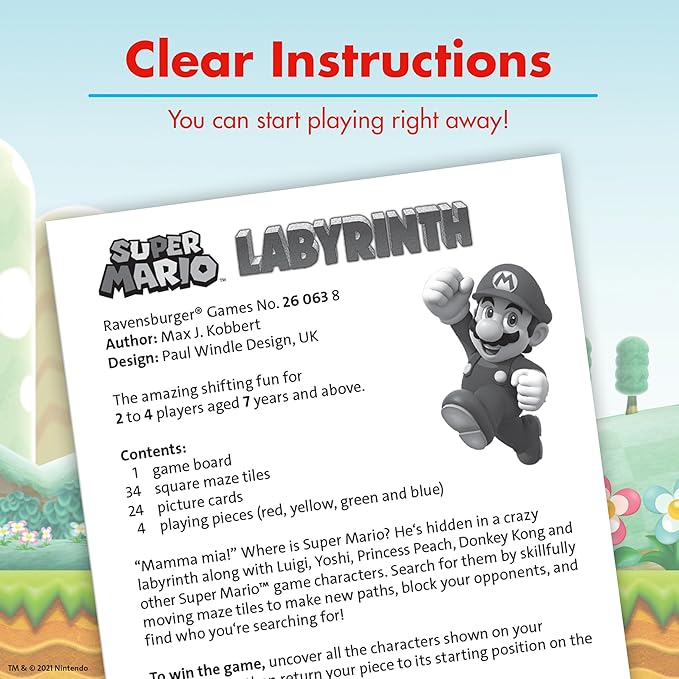 Ravensburger Super Mario Labyrinth Board Game - A Strategic Maze Challenge for Family Nights - Great Birthday Gift - 2-4 Players - Kids Ages 7-10 and Older