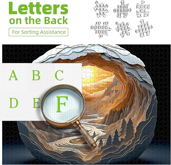 Blueforest Magic Eye 3D Puzzle - 1000 Piece Jigsaw Puzzle for Adults - Dawn Cave Autostereoscopy Challenge, No Glasses Needed(27.5x19.7 Inch)