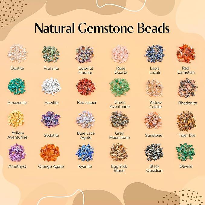 MineCrystals Jewelry Making Kit DIY Natural Crystal Chip Stones Beads Tools kit Jewelry Wires Findings Supplies Instruction Guide Gift Box for Adult Teens Craft Bracelet Earring Necklace