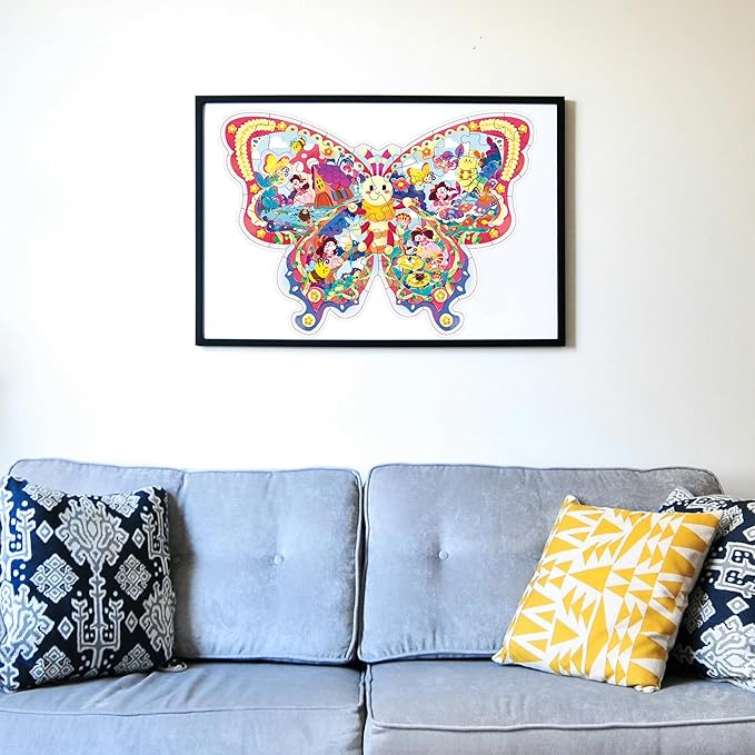 52 Piece Butterfly Jigsaw Puzzle for Kids 3+, Large Floor Puzzle for Preschool Learning with Storage Bag, Educational Toy Gift Birthday and Christmas for Boys Girls