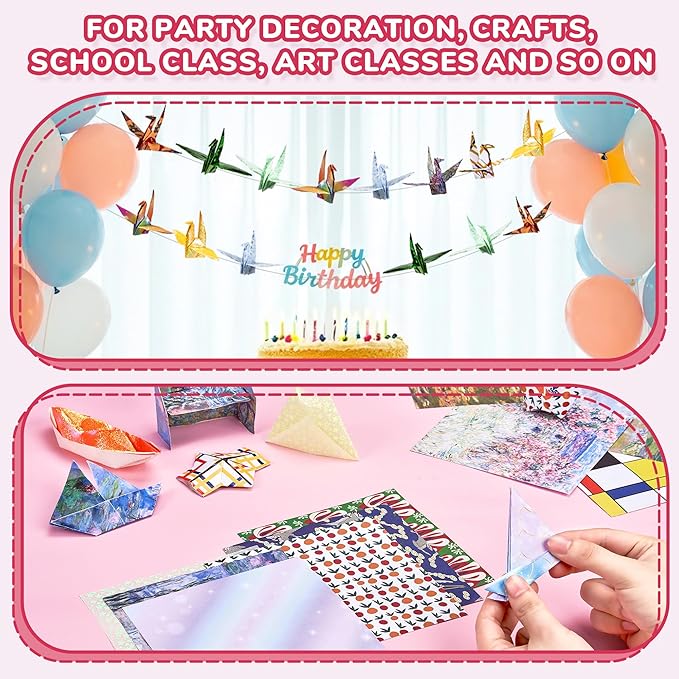 Textured Origami Paper 6x6 Inches - 50 Sheets Durable and tear-resistant with Artistic Patterns - Premium Craft Paper for Beginners & Experts, Ideal for Scrapbooking, Card Making and DIY Crafts