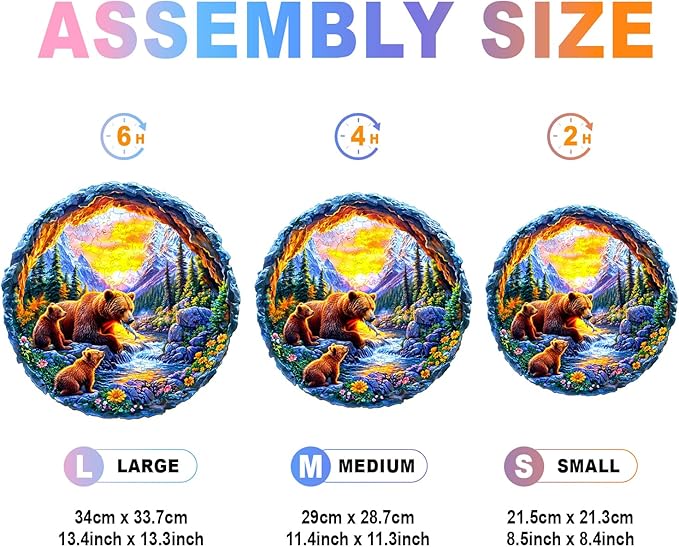 Wooden Puzzles for Adults - Bear Family Wooden Jigsaw Puzzle - Unique Animal Shaped Wood Puzzles Adult - Christmas Birthday Gifts for Adults/Friends/Family - 290pcs 13.4 * 13.3in