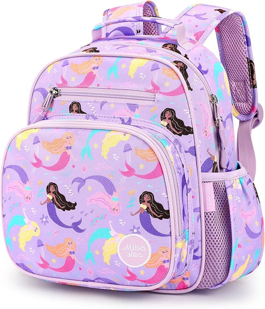 mibasies Toddler Backpack for Girls 2-4: Preschool Kindergarten Backpack - Cute Kids Backpacks for Girls - Mermaid Purple