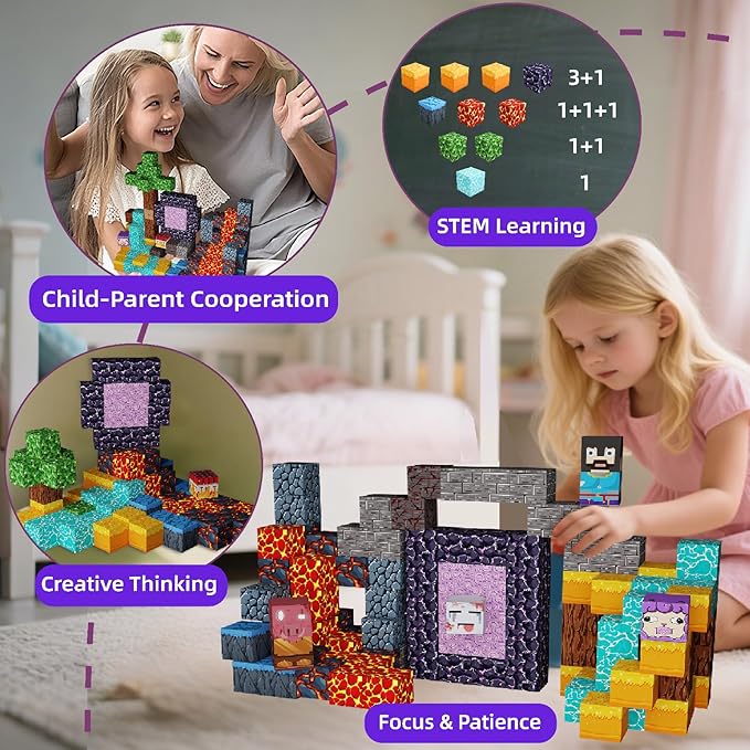 Magnetic Blocks 120PCS Magnetic Building Blocks for Kid 3+, Building Toys for Kid Boys Girls, STEM Sensory Gift for Birthday