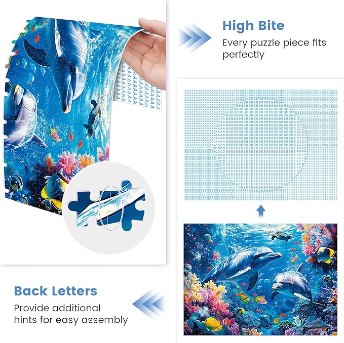 300 Piece Puzzles for Adults,Underwater World Jigsaw Puzzle for Adults Kids Seniors,Recycled Cardboard Large Piece Puzzle 300 Piece,Challenging Family Activity Great Gift for Family Friends 20.5*15 in