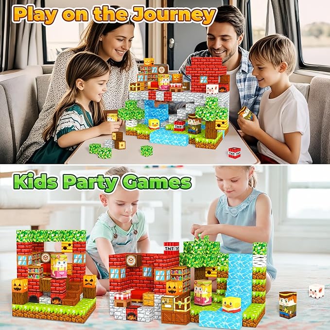 Magnetic Blocks Kids Games Building Toys for 3 4 5 6 7 8 9 10 11 12 Year Old Boys Girls, Magnetic Tiles Cubes STEM Sensory Toys for Toddler Travel Party Christmas Birthday Gifts