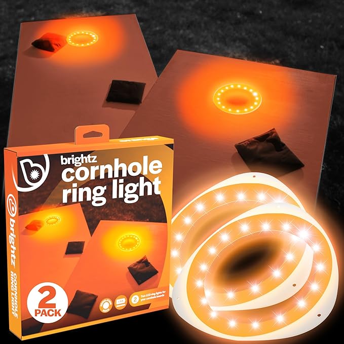 Brightz LED Cornhole Board Ring Lights, 2-Pack - 48-Hour Battery Life - Illuminate Your Game with Dazzling Glows and Ultimate Style for Non-Stop Evening Fun and Excitement (Includes Hole Lights Only)