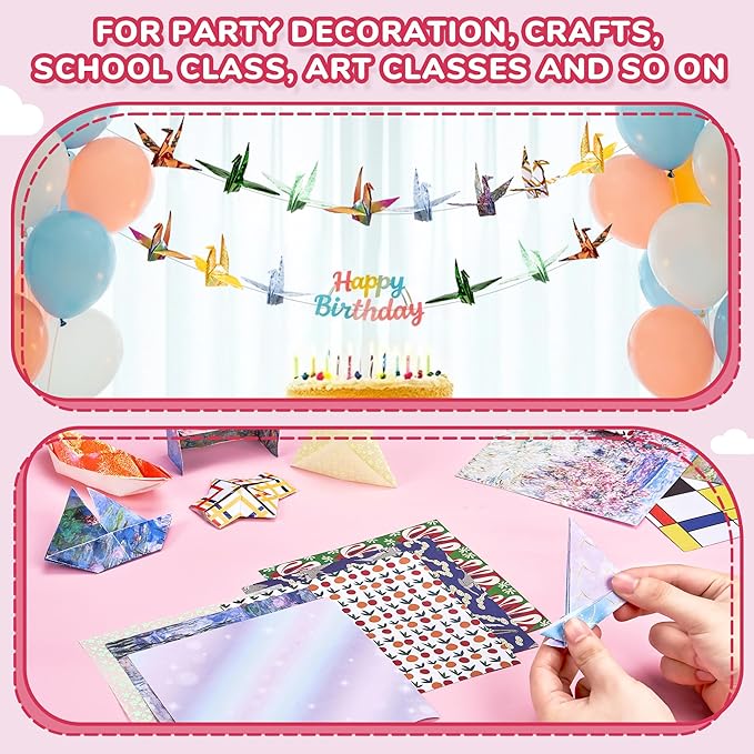 Dreamy Fantasy Origami Paper - 50 Sheets 6x6 Inches - Double-Sided Ethereal Patterns for Magic, Mythical & Celestial Crafts - for Adults, Kids & Artists, Ideal for Scrapbooking.