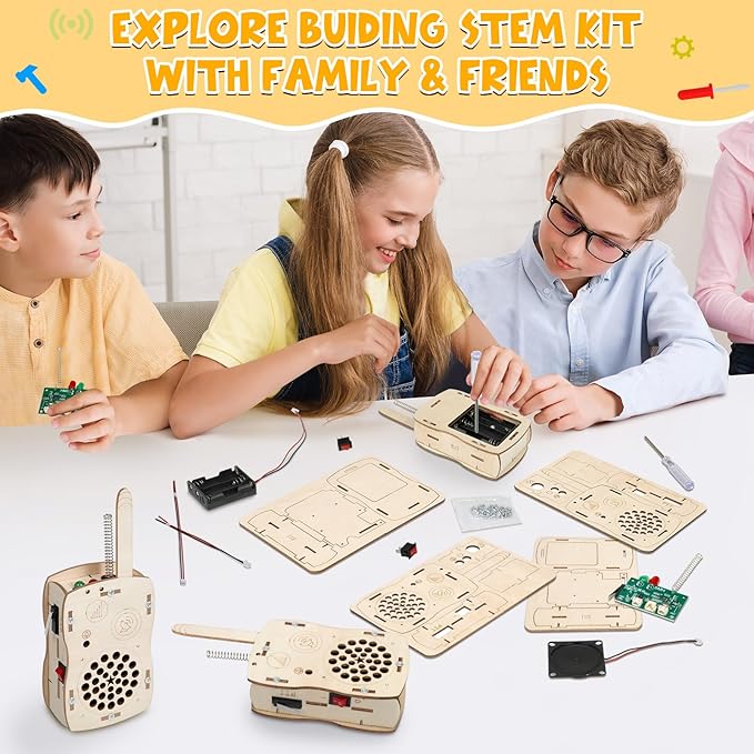 Stem Projects Walkie Talkies Toys for Boys Age 8-12 12-14 Science Kit Building Own DIY Electronics Kit for Kids Science Experiments Kid 9-12 Boy Toys Birthday Gift 8 9 10 11 13 Year Old Teen Girl