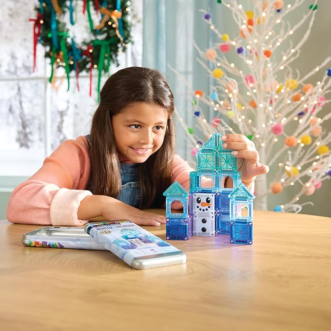 Magna-Tiles microMAGS Winter Wonder Travel Set 26-Piece Magnetic Construction Set, The Original Magnetic Building Brand