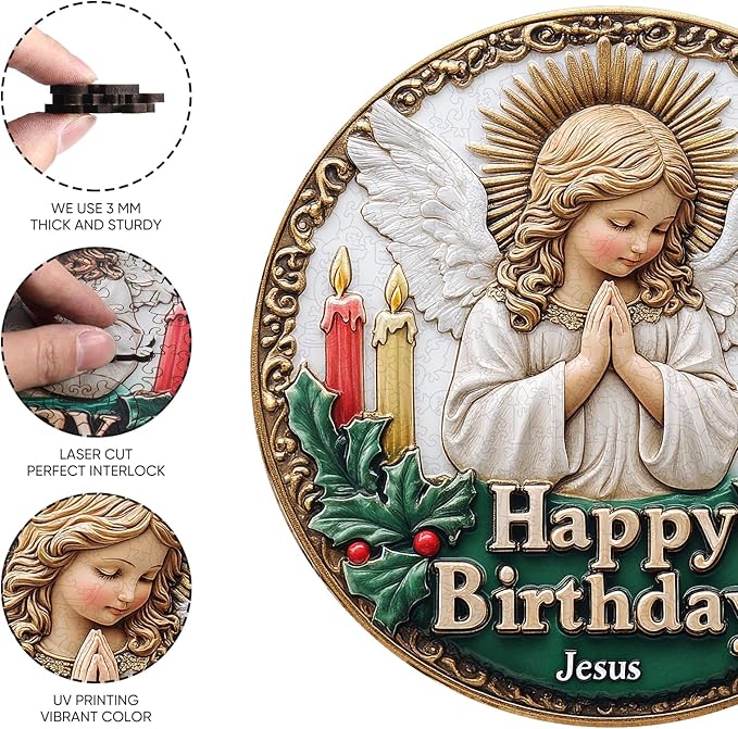 Puzzles for Adults Birthday Angel Wooden Puzzles, 500 Pieces Unique Shaped Liberty Jigsaw Puzzles, Holiday Birthday Gifts for Adults and Kids, Fun Challenge Family Game 16.7'' x 16.7''