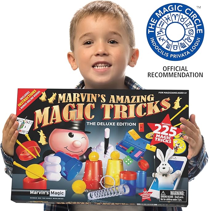 Marvin's Magic - Kids Magic Set - Box of Tricks, Amazing Tricks for Kids - Made Easy Range - Includes Wand, Card Tricks, Much More - Suitable for Ages 6 and Up - 225 Illusions