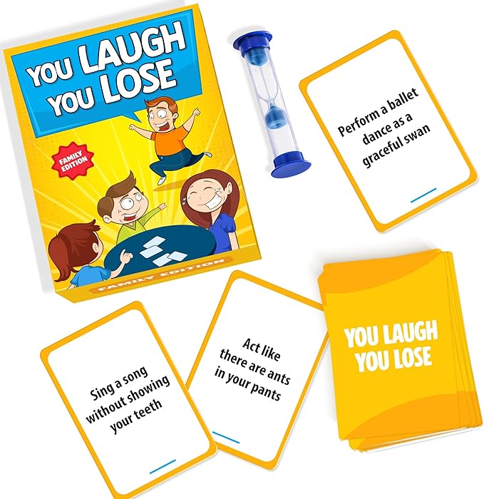 You Laugh You Lose Game - Funny Charades Kids Games - Board Games for Kids & Teens - Try Not to Laugh Challenge - Sleepover Party Supplies for Girls, Birthday Game for Family, Kids & Girls