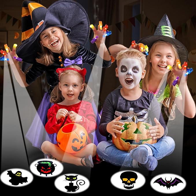 40PCS Halloween Party Favors for Kids, Light Up Finger Lights Toys Goodie Bag Fillers Treats Glow In The Dark Toy Favors Bulk for Halloween Party Classroom Prizes Trick or Treats Gifts