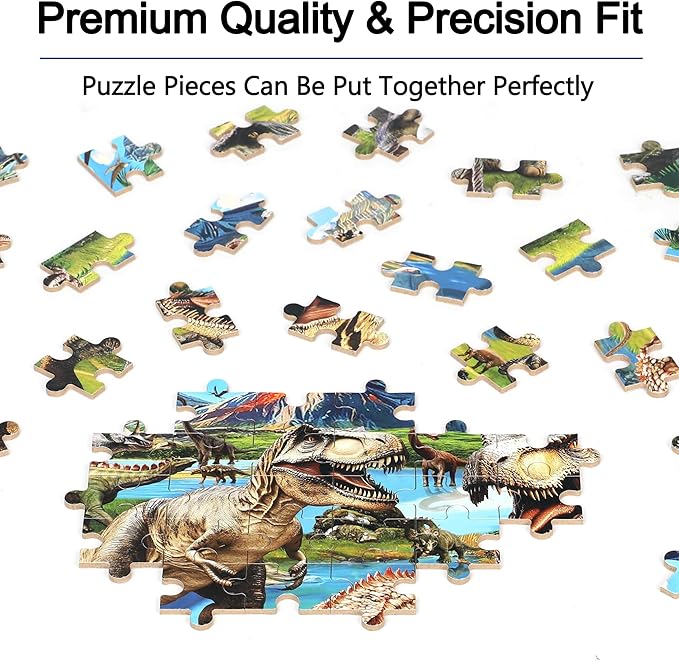 Dinosaur World Puzzles for Kids Ages 4-8, 100 Pieces Jigsaw Puzzles for Kids Ages 3-5 Puzzle for Girls and Boys Learning Educational Puzzles Toys in a Metal Box