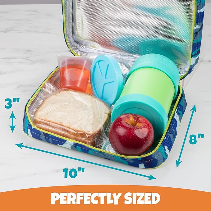 Bentology Lunch Box for Boys- Kids Insulated, Durable Lunchbox Tote Bag Fits Bento Boxes, Containers Jars & Water Bottles- Reusable School Lunch Sleeve Keeps Food Hotter or Colder Longer- Emoji