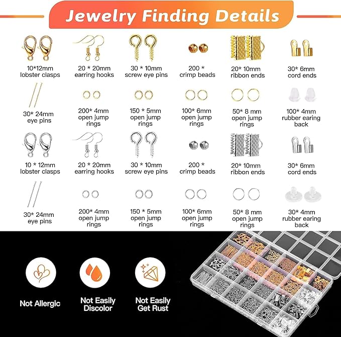 Giwaelro Jewelry Making Kit for Adults, Jewelry Making Supplies with Pliers, Wires, Findings, Necklace Chains, Magnifier and Storage Bag