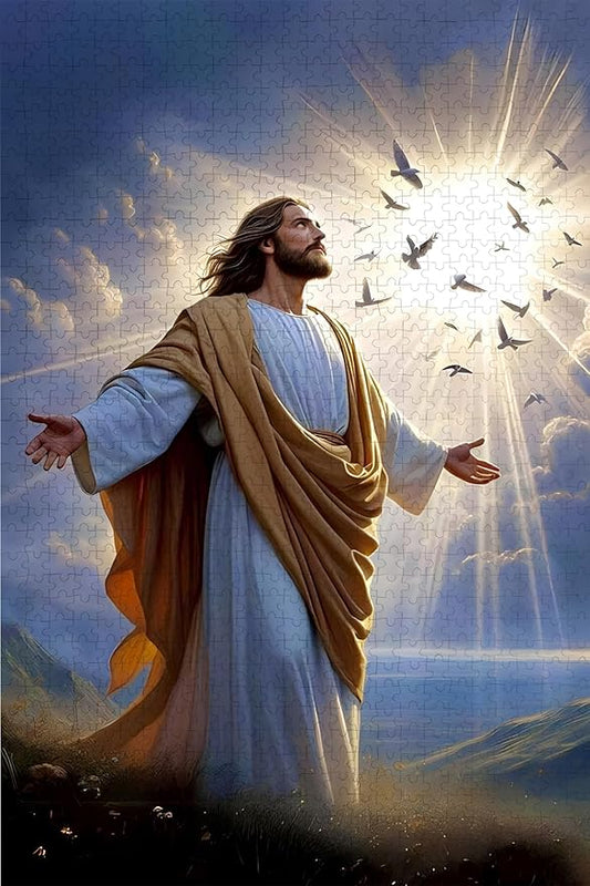 500 Pieces, Jesus. Premium Quality Wooden Puzzle,Intellectual Challenge, Stress Relieving Puzzle, Relaxing Family Activities, Decoration and Holiday Gifts.Size: 20.5x15 in