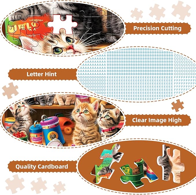 300 Pieces Cute Cats Puzzles for Adults,Large Piece Jigsaw Puzzle for Adults Teens Seniors,Fun Puzzle for Kids Ages 8-12,Challenging 300 Pieces Puzzles for Family,Great Gift for All Ages,20.5 x 15 in