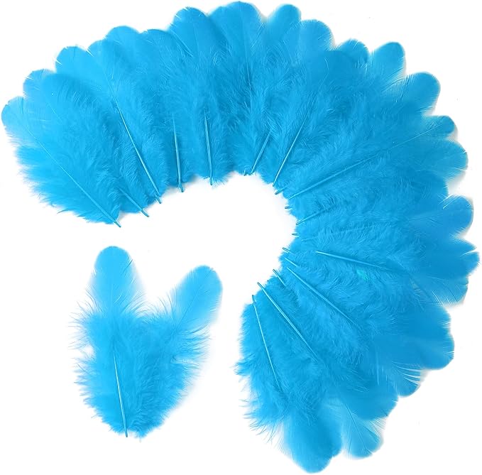 Soarer 300pcs Turquoise Feathers for Crafts - 3-5inch Craft Feathers Bulk for Wedding Home Party, Dream Catcher Supplies and DIY Crafts(Turquoise)