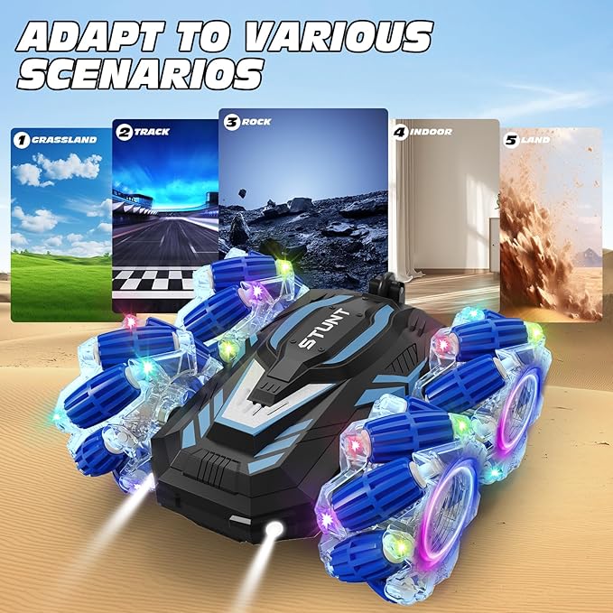 Toddler RC car，Gesture Sensing RC Stunt Car, Light and Music Remote Control Car, Double-Sided 360-degree Rotation Stunt Off-Road Vehicle, Birthday Gift for Boys and Girls Aged 3-12.