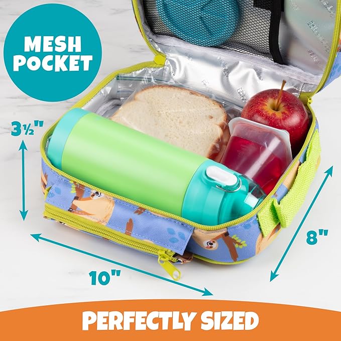 Kids Insulated Lunch Box w Snack Pocket & Expandable Water Bottle Holder For Girls- Waterproof Lunchbox Tote Keeps Food Hotter or Colder Longer - Reusable Back to School Bag Fits Most Bento Containers