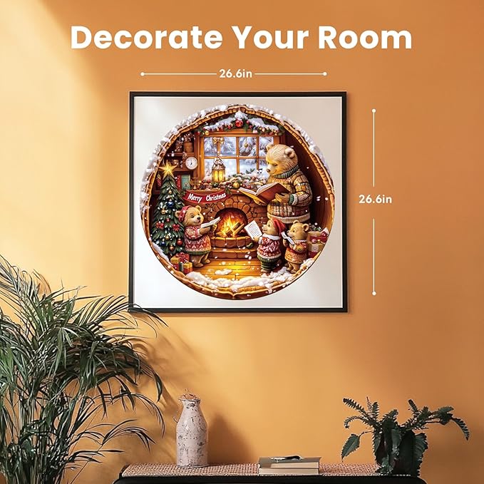 Masseruon 1000 Piece Puzzle for Adults, 26.6 * 26.6in Bear Family Puzzle for Adults, 1000 Pieces Flat Puzzles with 3D Visual Effect When Completed, Adult Puzzles Games