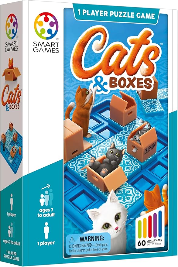 SmartGames Cats & Boxes Travel Game with 60 Challenges for Ages 7-Adult