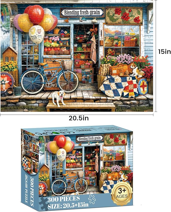 300 Piece Puzzles for Adults Dog Fruit Balloon Puzzle 300 Pieces Jigsaw Puzzles for Adult Kids Elderly Puzzle Game Adult Puzzles Family Challenging Game Home Decor Gift Toy 20.5x15IN