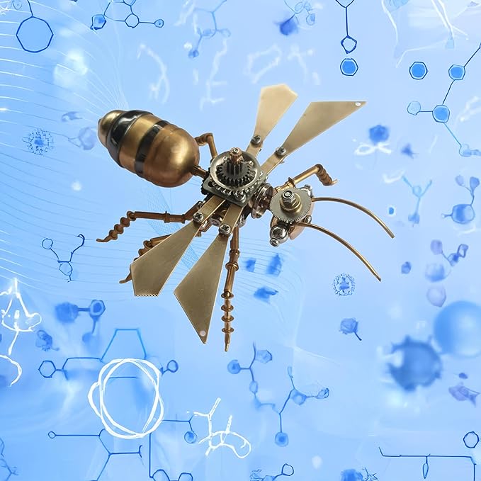 Steampunk Metal Insect Steampunk Bug Mechanical Steampunk Sculpture Steampunk mMechanical Insect Clockwork 3D Steampunk Metal Puzzle, Mechanical Insects Model (Flying Ants)