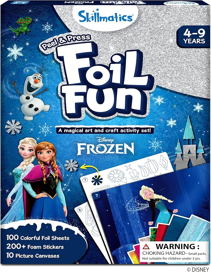Skillmatics Foil Fun - Disney Frozen, Mess-Free Art for Kids, Craft Kits & Supplies, DIY Creative Activity, Travel Toys, Gifts for Fans of Elsa, Anna, Olaff, Girls, Boys, Ages 4, 5, 6, 7, 8, 9