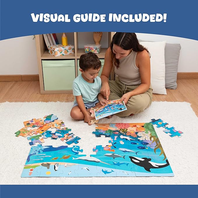 BONNYCO Giant Floor Puzzles for Kids of Sea Animals with 48 Large Pieces. Jumbo Puzzle 36.2 x 24.4 in, Gifts for Boys and Girls, Educational Kids Toys Ages 2-8