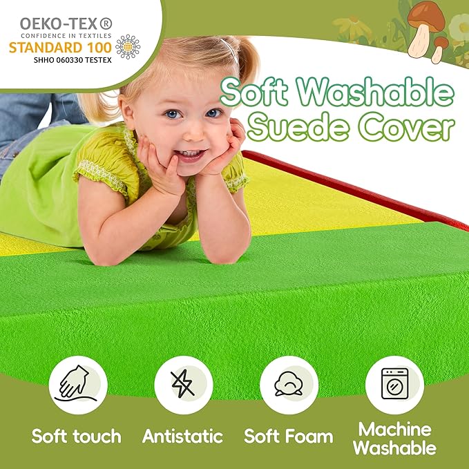 TOLEAD Large Baby Climbing Blocks – 6 Pcs Climbing Toys for Toddlers - Ultra High Density Soft Foam Play Gym Equipment Easy Wash for Indoor Nursery, Classic (Classic, 6-Piece)