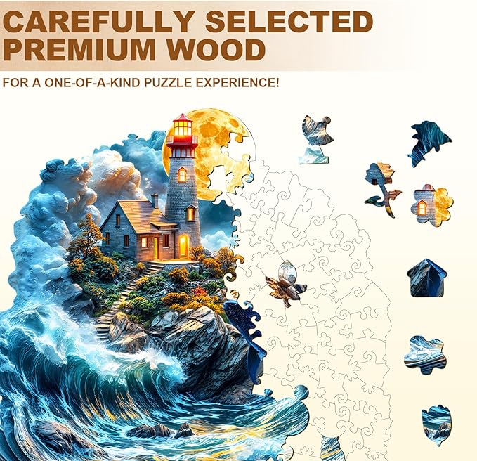 Wooden Puzzles for Adults, Wooden Jigsaw Puzzles for Adults Kids, Dream Sea Wonder Unique Shaped Wood Puzzles Adult, Creative Gifts for Friends Family Game, Home Decor(11.4 * 10.6in 175pcs)