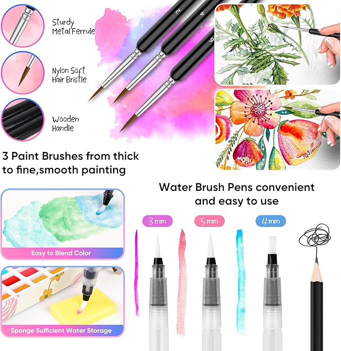 Taotree Watercolor Paint Set 168 Colors, Art Supplies Watercolors Kit Travel Water Colors with Paints Brushes, Crafts Painting Supplies, Drawing Gifts for Teens Girls Boys Kids Adults Artists