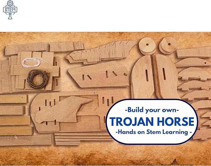 Pathfinders STEM Kit – Trojan Horse Model | DIY Wooden Craft Kit for Kids 10-14 | Girls Arts & Crafts STEM Gift | Ancient Greek History Project | Hands-On Educational Toy Engineering and Science