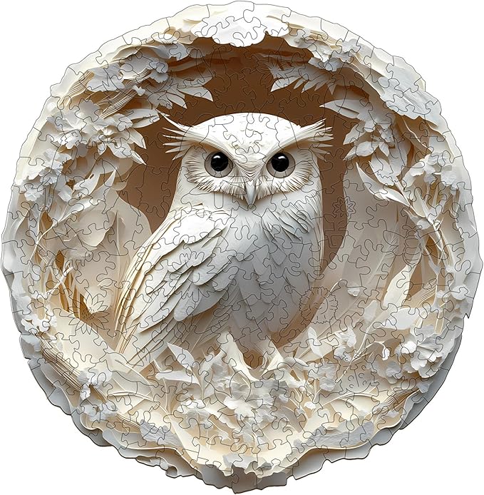 Jigfoxy Wooden Puzzles for Adults, Visual 3D Owl Wood Puzzles Adult, Unique Animal Shape Wooden Jigsaw Puzzles for Adults, Birthday Gifts for Puzzle Lovers, Family (M-11.4 * 11.2in-200pcs)