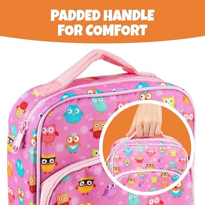Kids Insulated Lunch Box w Snack Pocket & Expandable Water Bottle Holder For Girls- Waterproof Lunchbox Tote Keeps Food Hotter or Colder Longer - Reusable Back to School Bag Fits Most Bento Containers