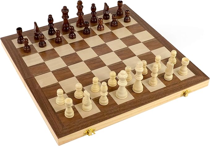 Regal Games Wooden Chess Sets for Adults with Folding Chess Board (15 x 15) & Wood Chess Pieces | Travel & Portable Table Games for Fun Family Game Night