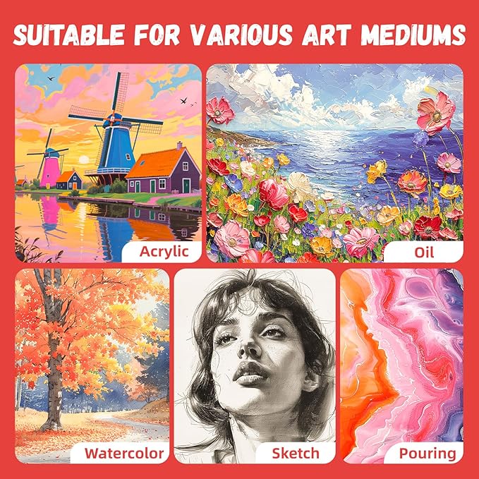 Simetufy 9 x 12 inch 60 Pack Painting Canvas Boards- Gesso Primed Acid-Free 100% Cotton Canvas Panels for Acrylics Oil Watercolor Tempera Paints