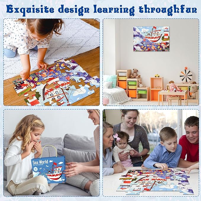 Jumbo Floor Puzzle for Kids,Large Jigsaw Puzzles 24 Piece for Kids Ages 3-5 (sea World)