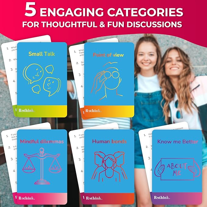 QUOKKA Conversation Cards Game - Universal Edition| 500 Questions | Original Version | Share Thoughts - Fun Talking Board Game for Family Night