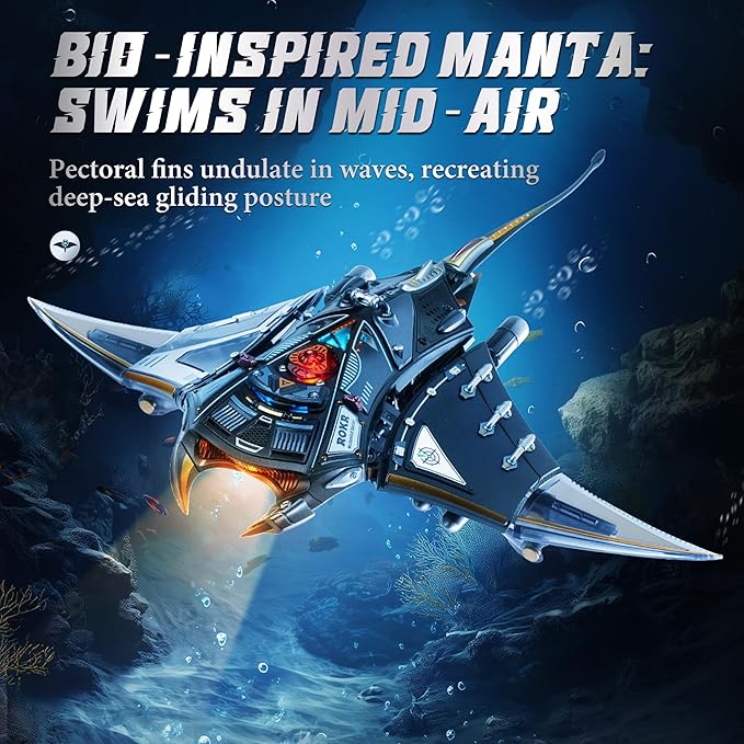 ROKR 3D Metal Puzzles for Adults, Manta Ray Mechanical, 3D Metal Model Kits for Adults to Build, Unique Electric Mechanical Toy