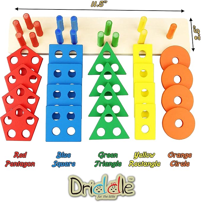 Wooden Educational Sorting and Stacking Toy - Learn Color and Shape Recognition – Puzzle Blocks Toy for Toddlers – Preschool Children Game – Kids Montessori Education